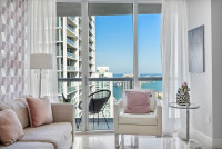 Ocean, River and Pool Views from Boutique Icon Brickell Apartment. FREE Amenities