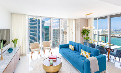 Corner Apartment with Great View of Key Biscayne & Miami River, Icon Brickell Residences