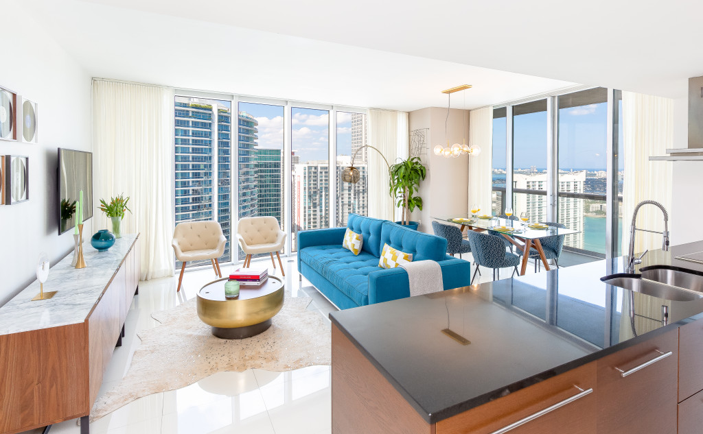Corner Apartment with Great View of Key Biscayne & Miami River, Icon Brickell Residences