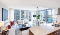 Key Biscayne and Miami River Views from Corner Apartment at Icon Residences. Brickell, Miami